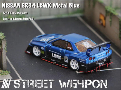 Street Weapon 1/64 Skyline GT-R R34 LB Super Silhouette ER34 - Metallic Blue #5