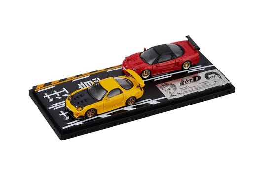 Modeler's 1/64 Initial D Series Set of 2 Cars - Yellow RX-7 FD3S(Keisuke Takahashi) + Red NSX NA1(Go Hojo)