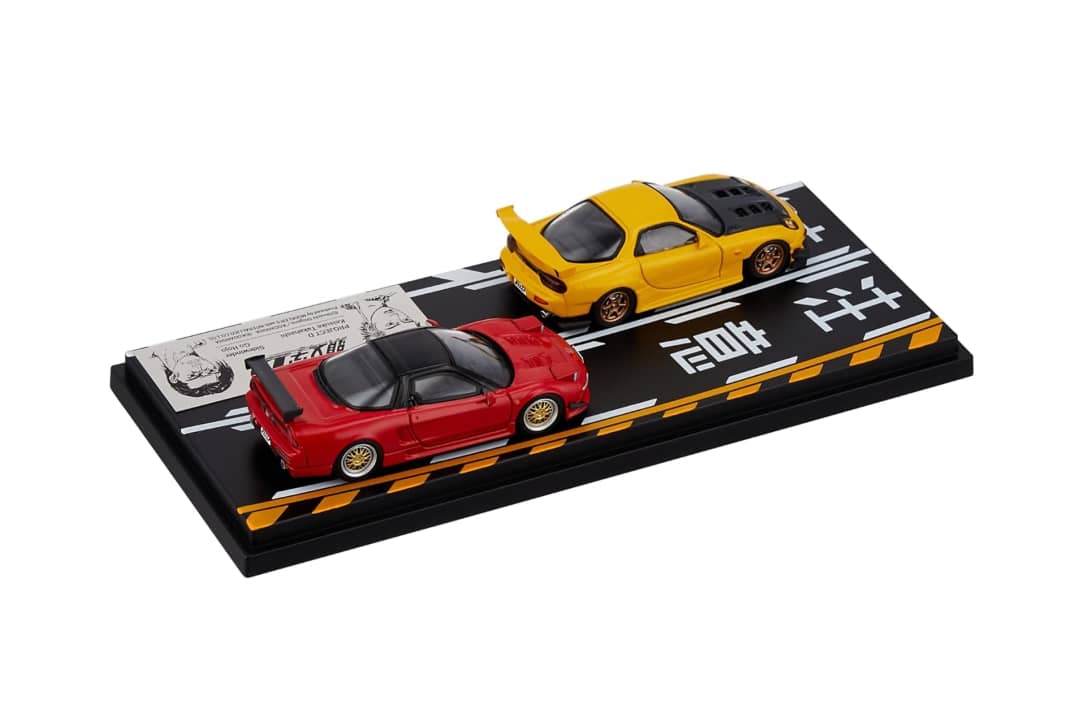 Modeler's 1/64 Initial D Series Set of 2 Cars - Yellow RX-7 FD3S(Keisuke Takahashi) + Red NSX NA1(Go Hojo)