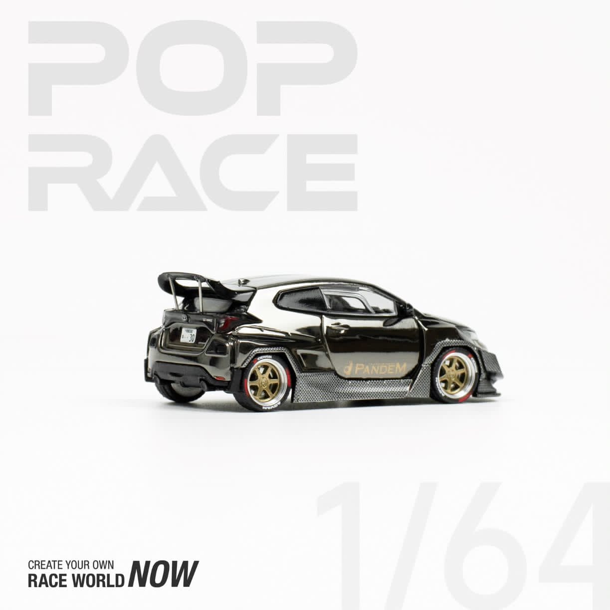 Pop Race 1/64 GR Yaris Pandem Rocket Bunny Chrome Black