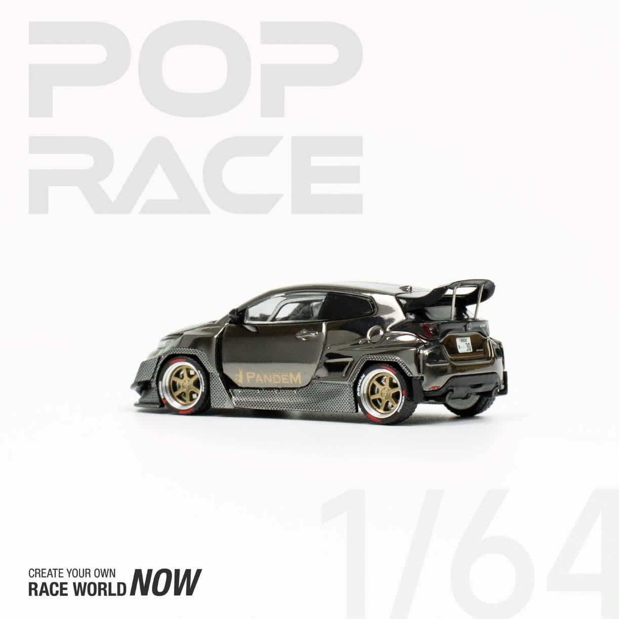Pop Race 1/64 GR Yaris Pandem Rocket Bunny Chrome Black