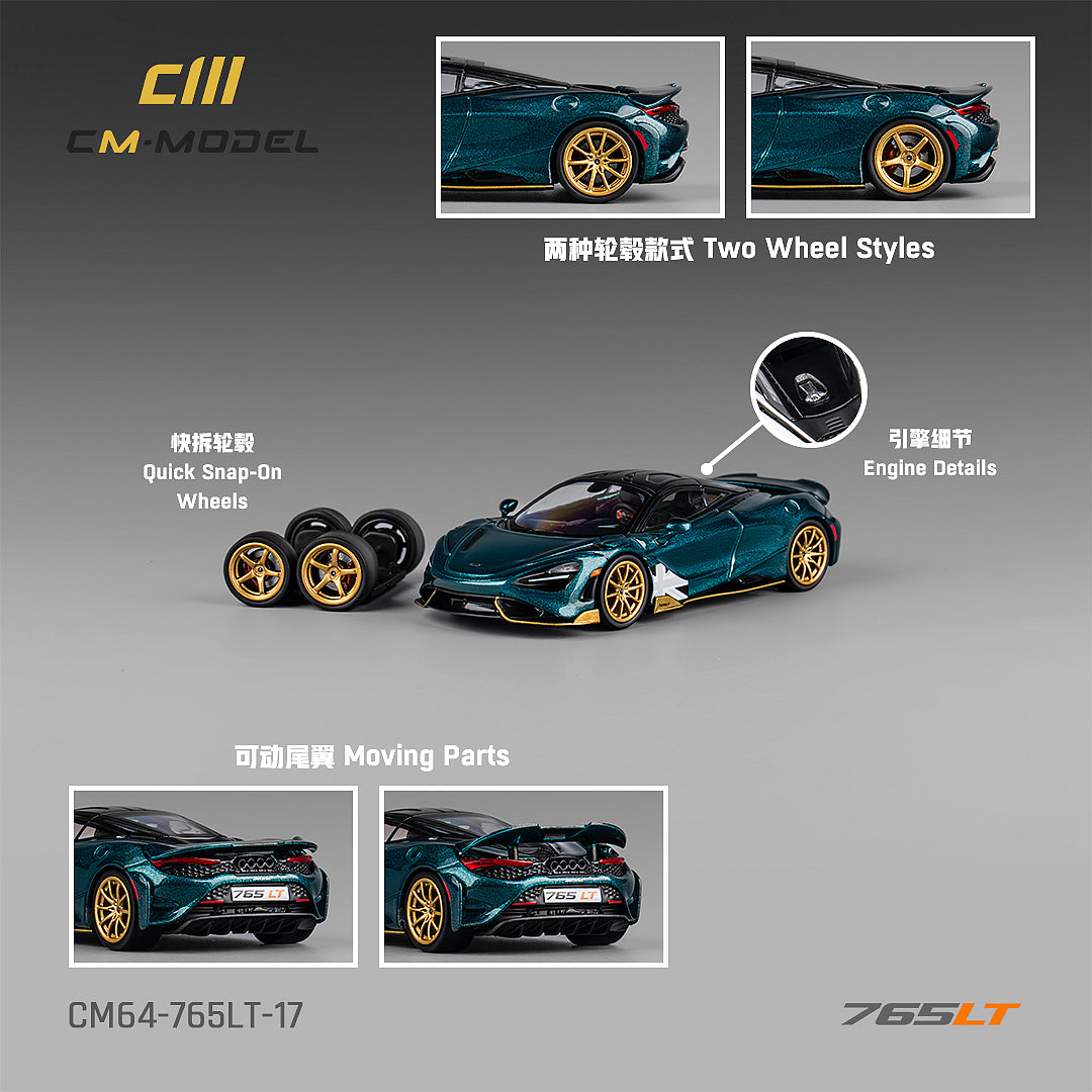 CM Model 1/64 McLaren- 765LT Metallic Black Green