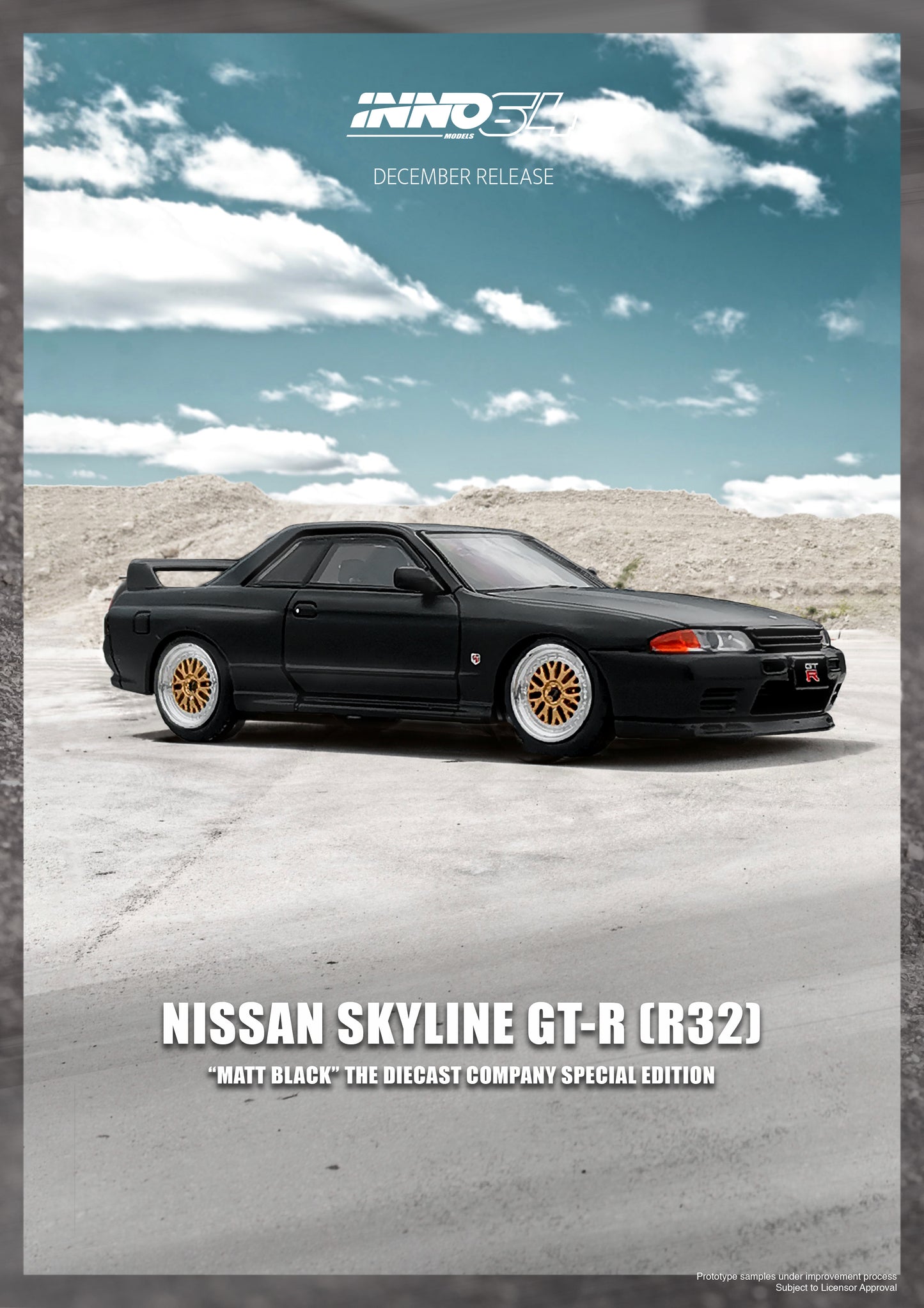 Inno64 1/64 NISSAN SKYLINE GT-R (R32) Matt Black The Diecast Company Special Edition
Limited Quantity Production