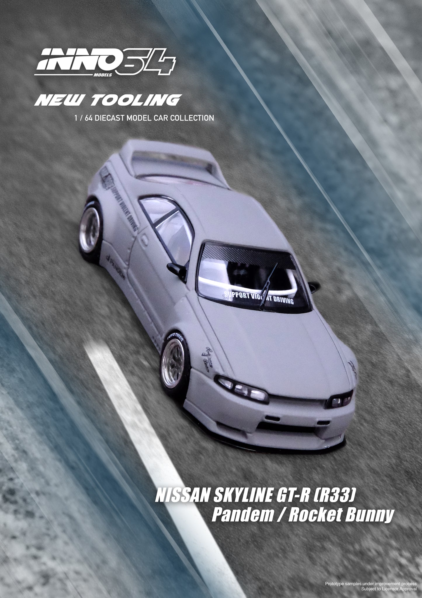 Inno64 1/64 NISSAN SKYLINE GT-R (R33) "Pandem / Rocket Bunny" Cement Grey Matte