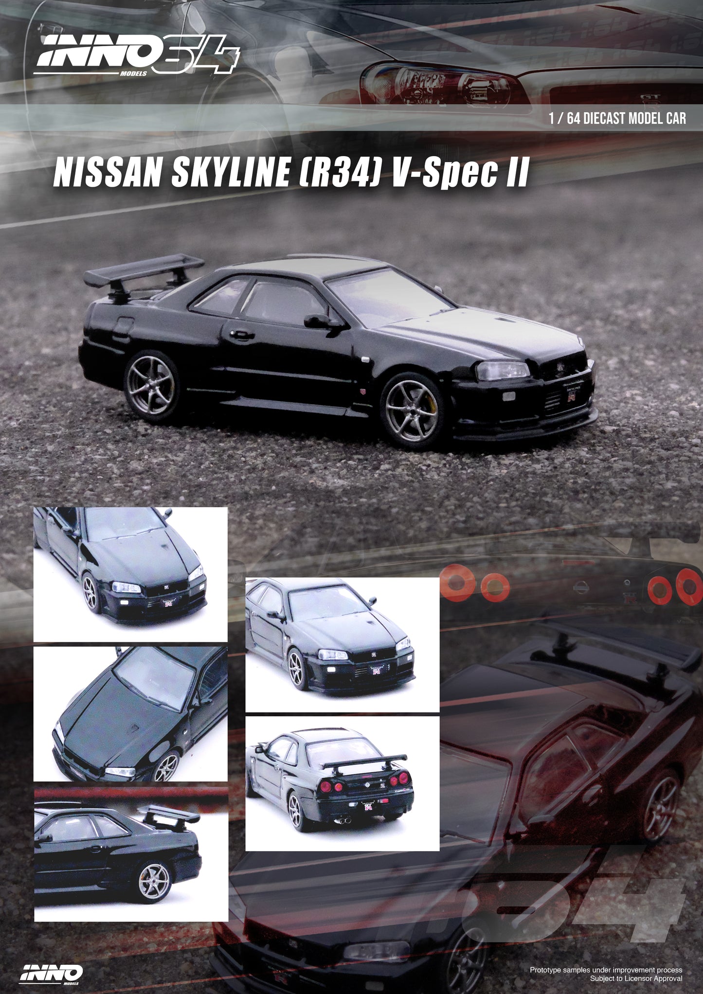 Inno64 1/64 Nissan Skyline GT-R (R34) V-Spec Ii Black