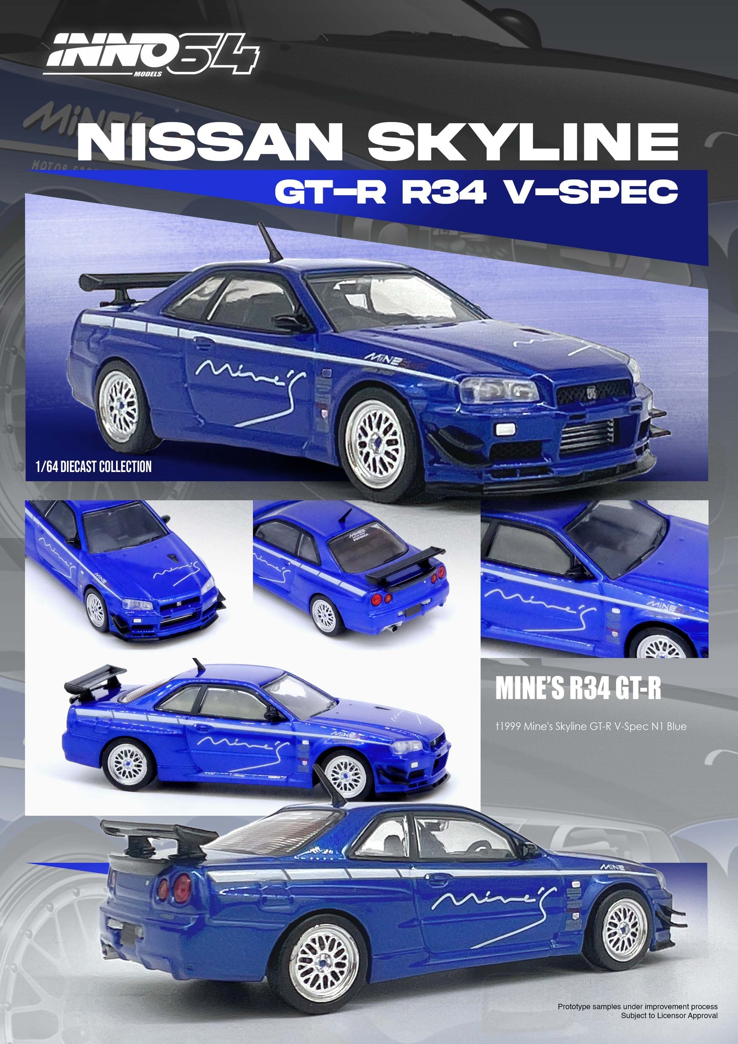 Inno64 1/64 NISSAN SKYLINE GT-R (R34) V-SPEC Tuned by "MINE'S"