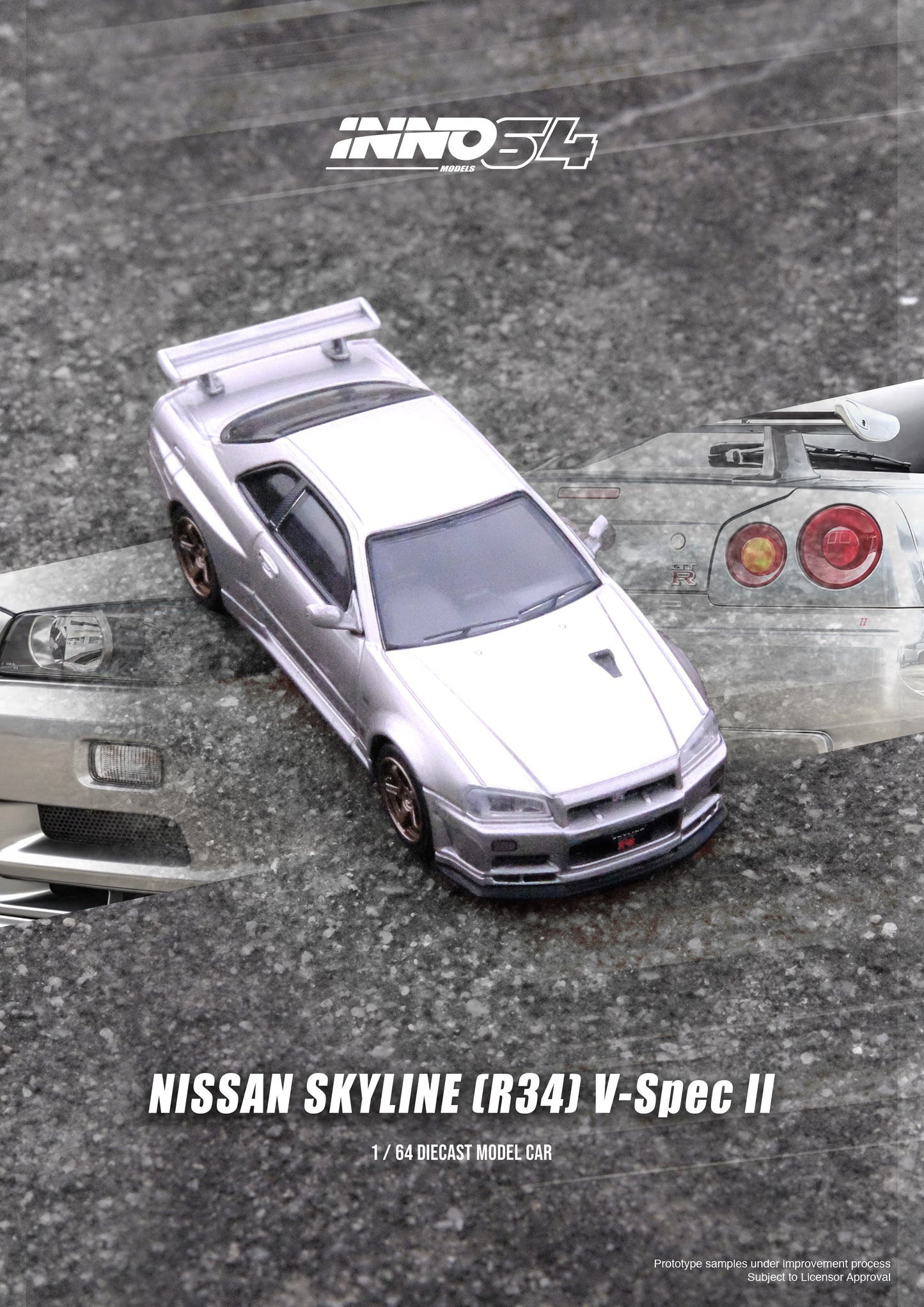 Inno64 1/64 NISSAN SKYLINE GT-R (R34) V-Spec II Silver