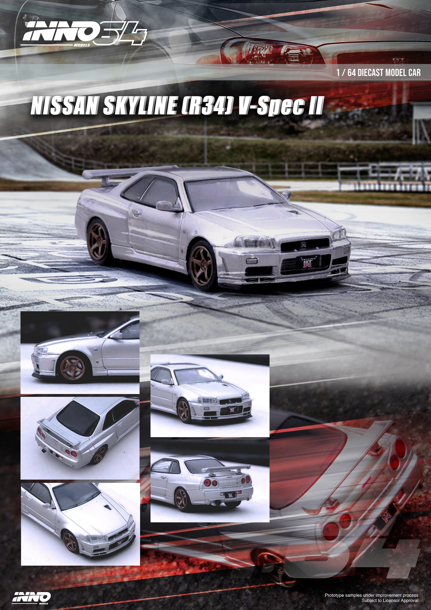 [ETA:  Jun 2024 ] Inno64 1/64 NISSAN SKYLINE GT-R (R34) V-Spec II Silver