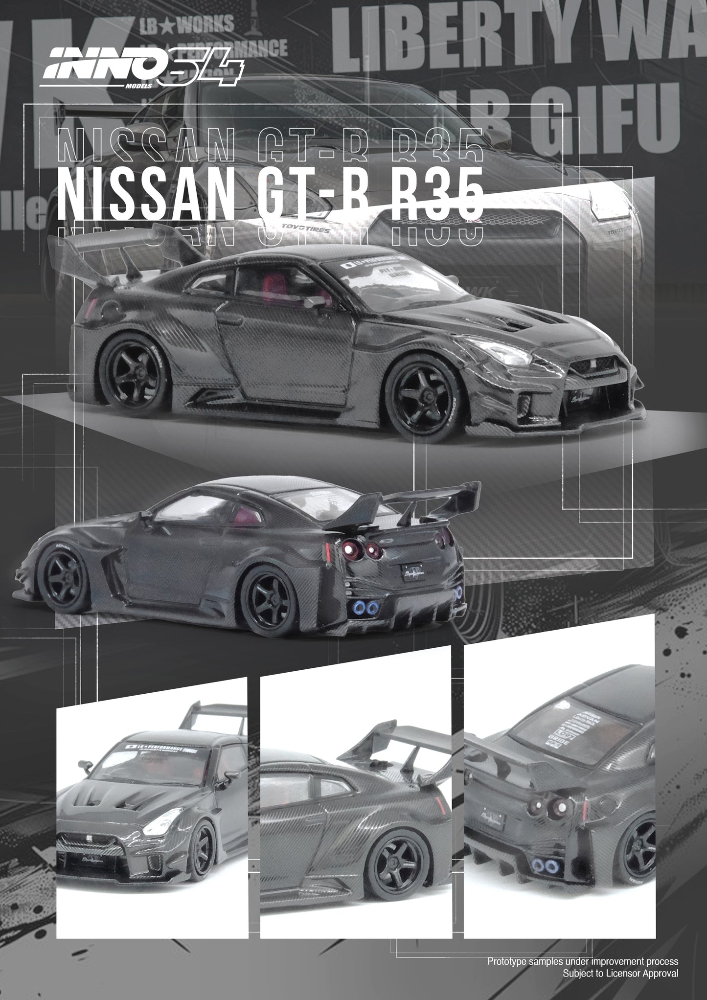 Inno64 1/64 NISSAN GT-R (R35) LBWK SUPER SILHOUETTE 35GT-RR Full Carbon
