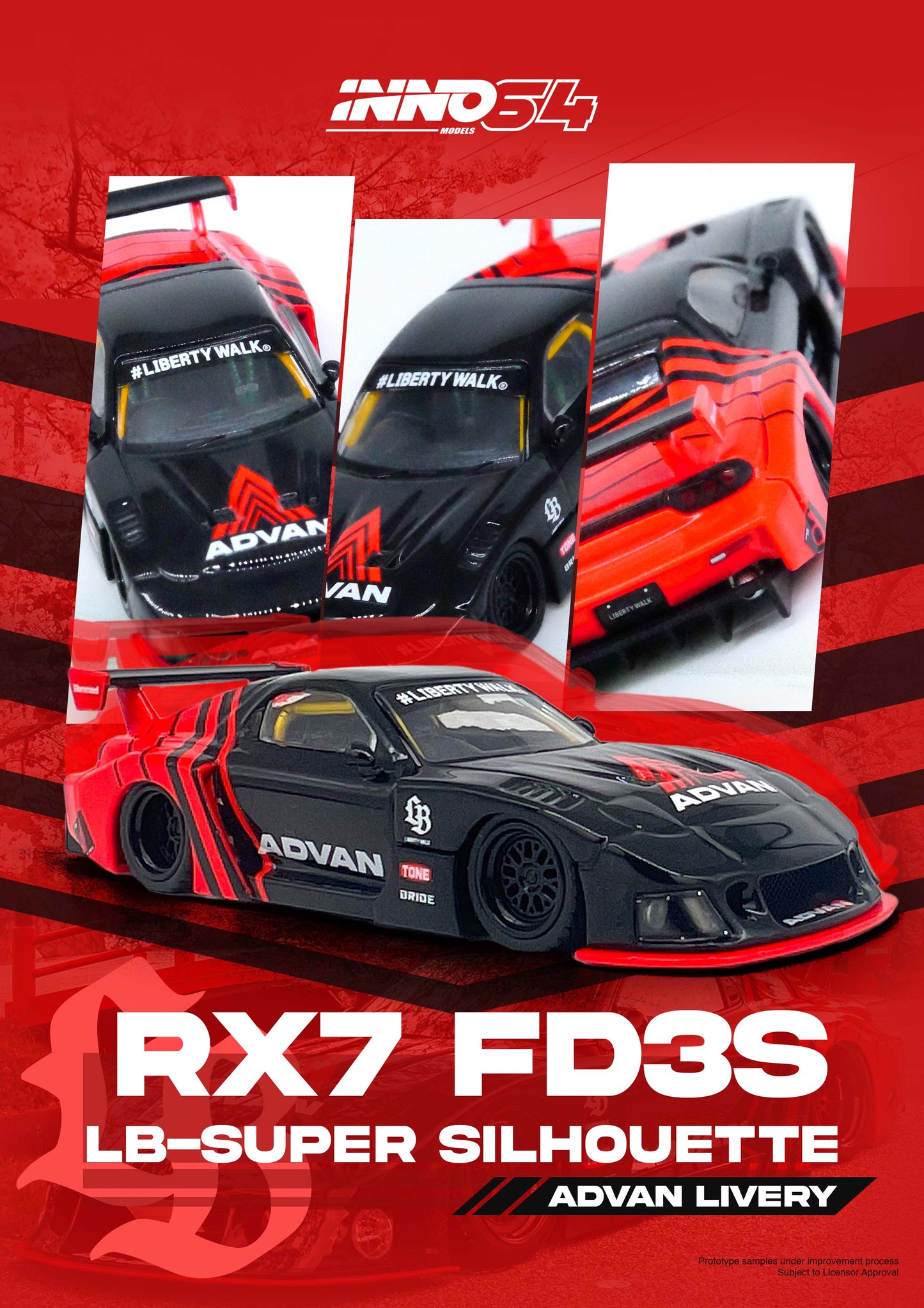 Inno64 1/64 LBWK MAZDA RX7 (FD3S) LB-SUPER SILHOUETTE "ADVAN LIVERY"
