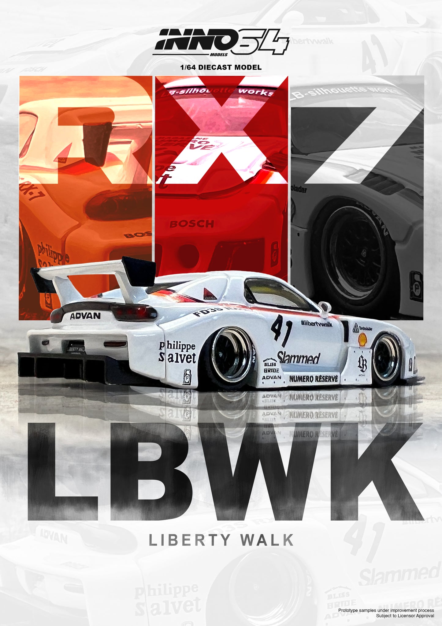 Inno64 1/64 MAZDA RX7 (FD3S) LB-SUPER SILHOUETTE - White Shell