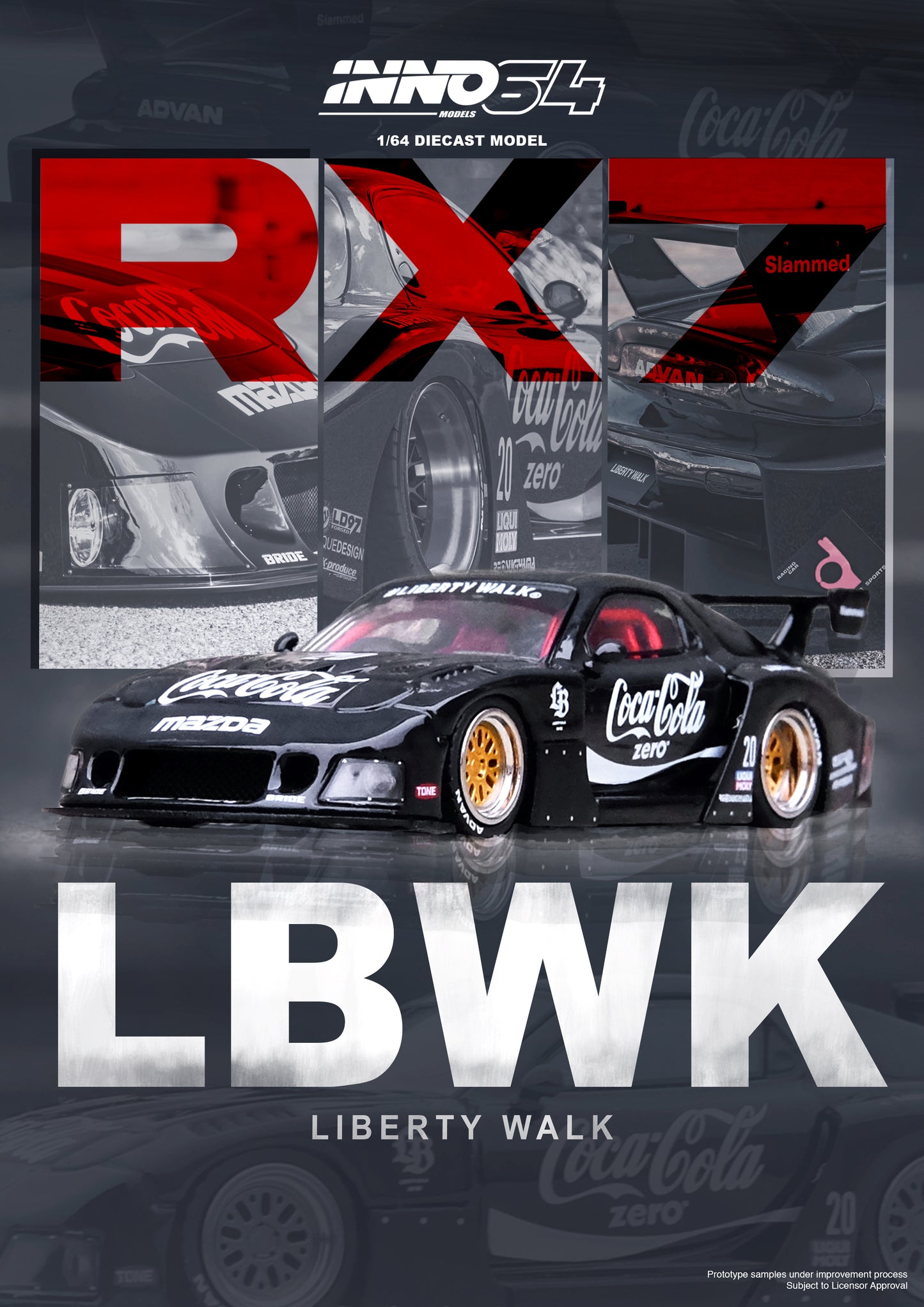Inno64 1/64 MAZDA RX7 (FD3S) LB-SUPER SILHOUETTE - Black Coke