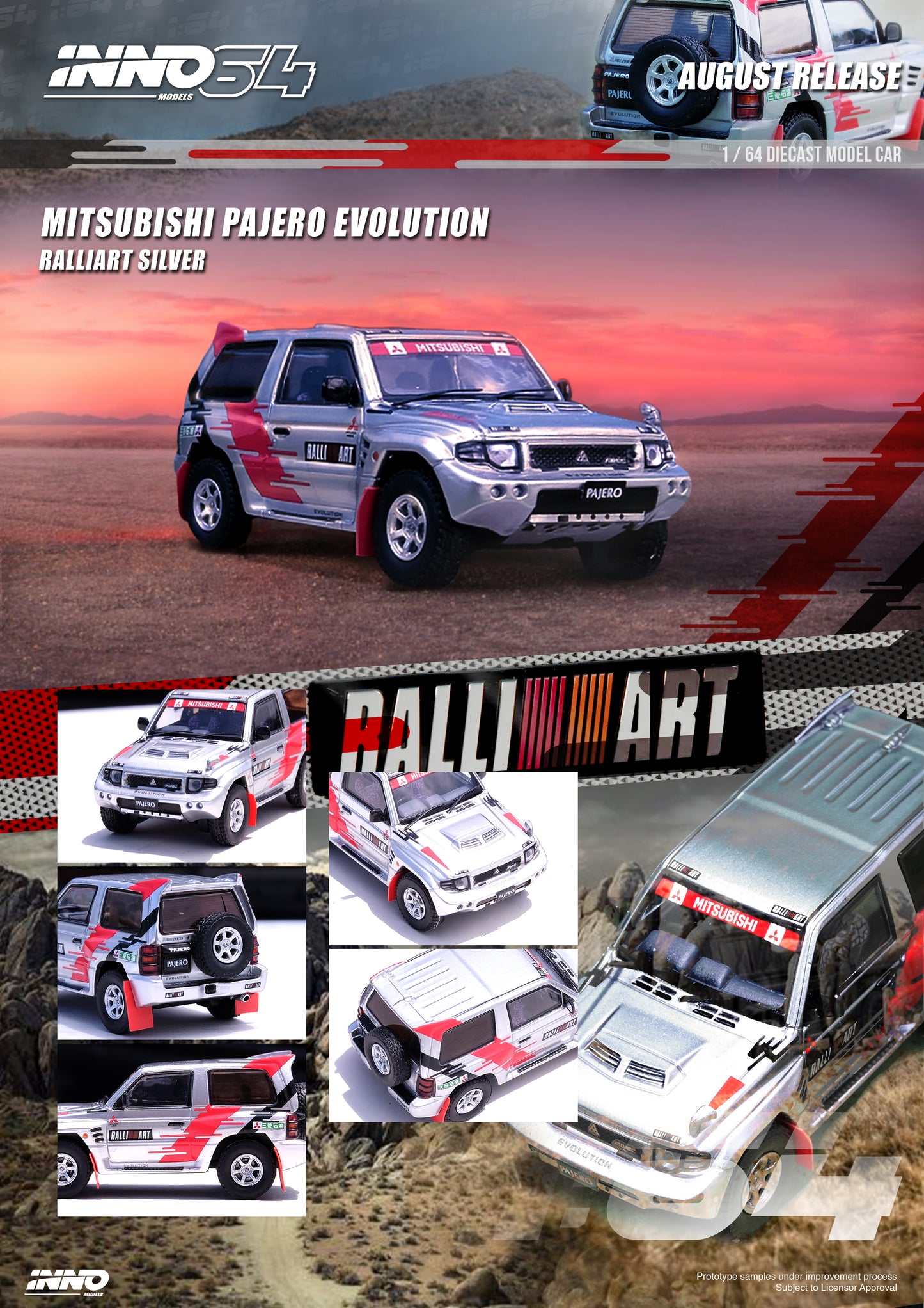 Inno64 1/64 MITSUBISHI PAJERO EVOLUTION "RALLIART" Silver
