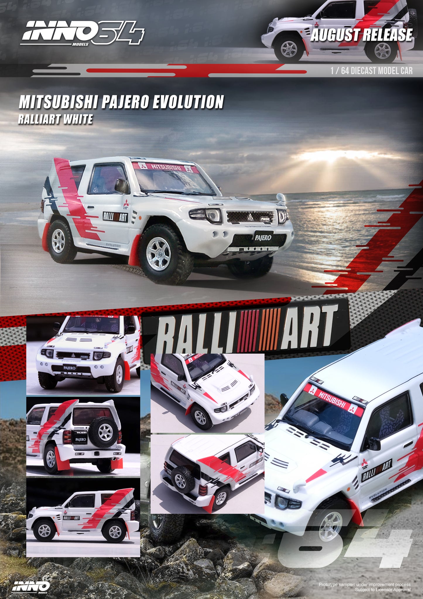 Inno64 1/64 MITSUBISHI PAJERO EVOLUTION "RALLIART" White