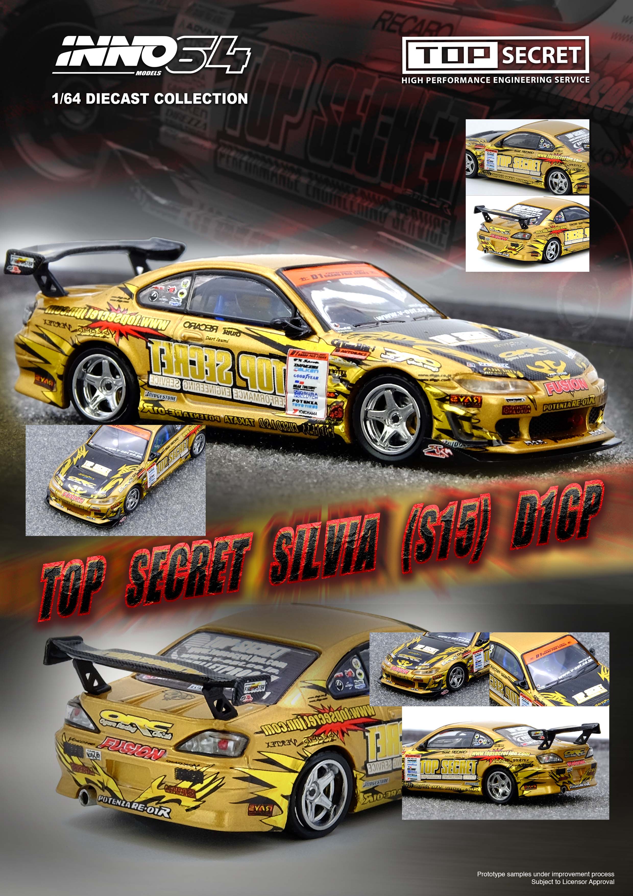 ETA: Nov 2026 ] Inno64 1/64 TOP SECRET Silvia (S15) Gold D1 Grand