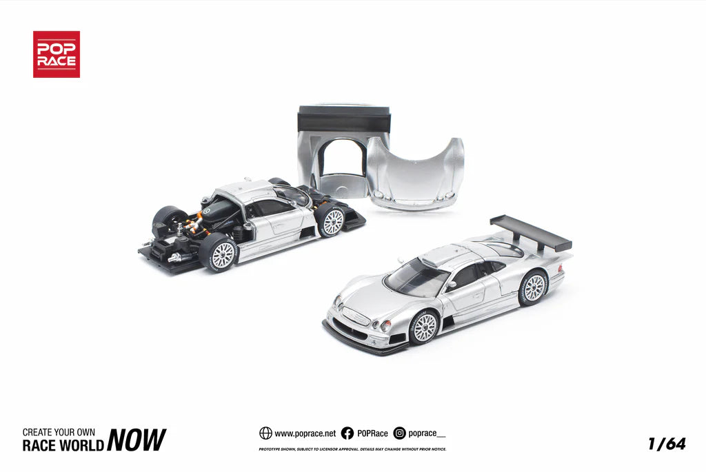 Pop Race 1/64 Mercedes-Benz AMG CLK GTR C297 Silver