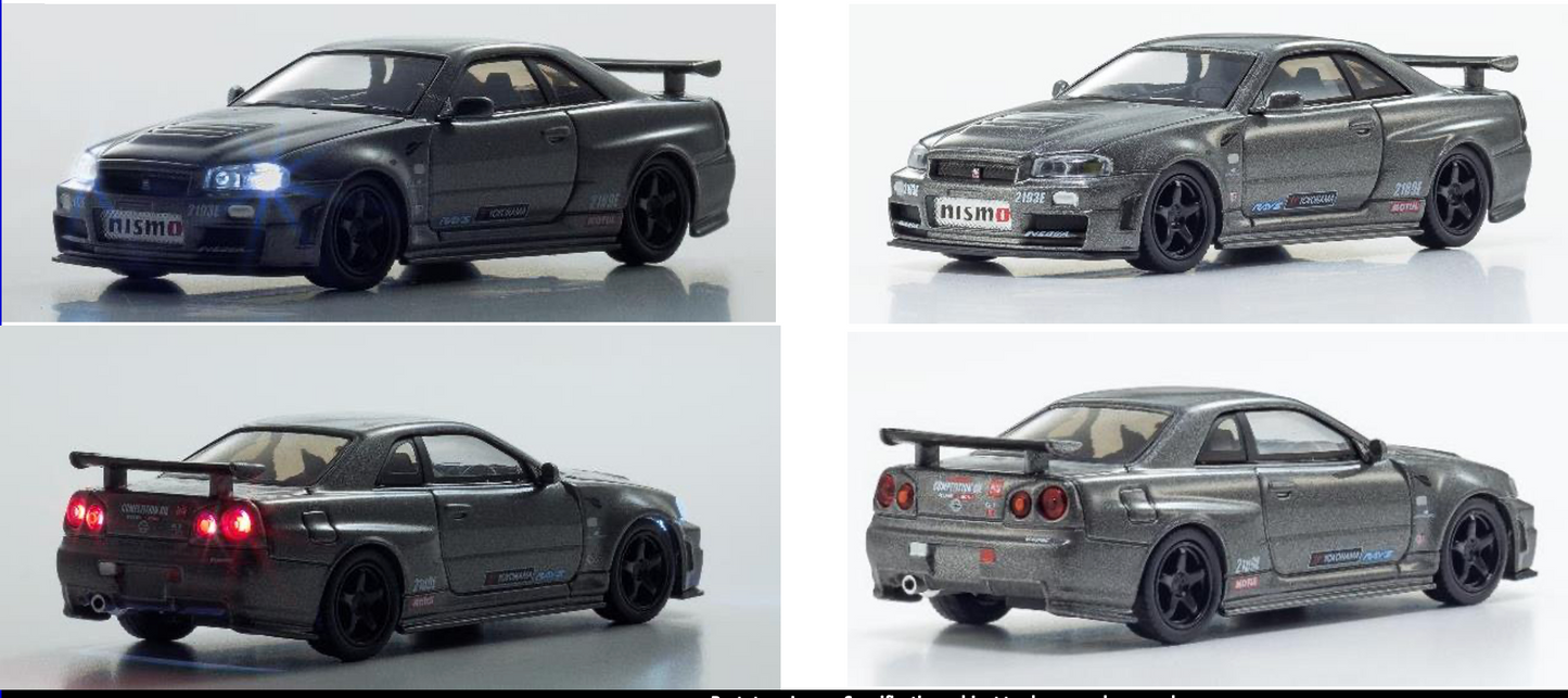 Kyosho 1/64 NISSAN SKYLINE GT-R with LED Gray (NISMO BNR34 CRS Version)