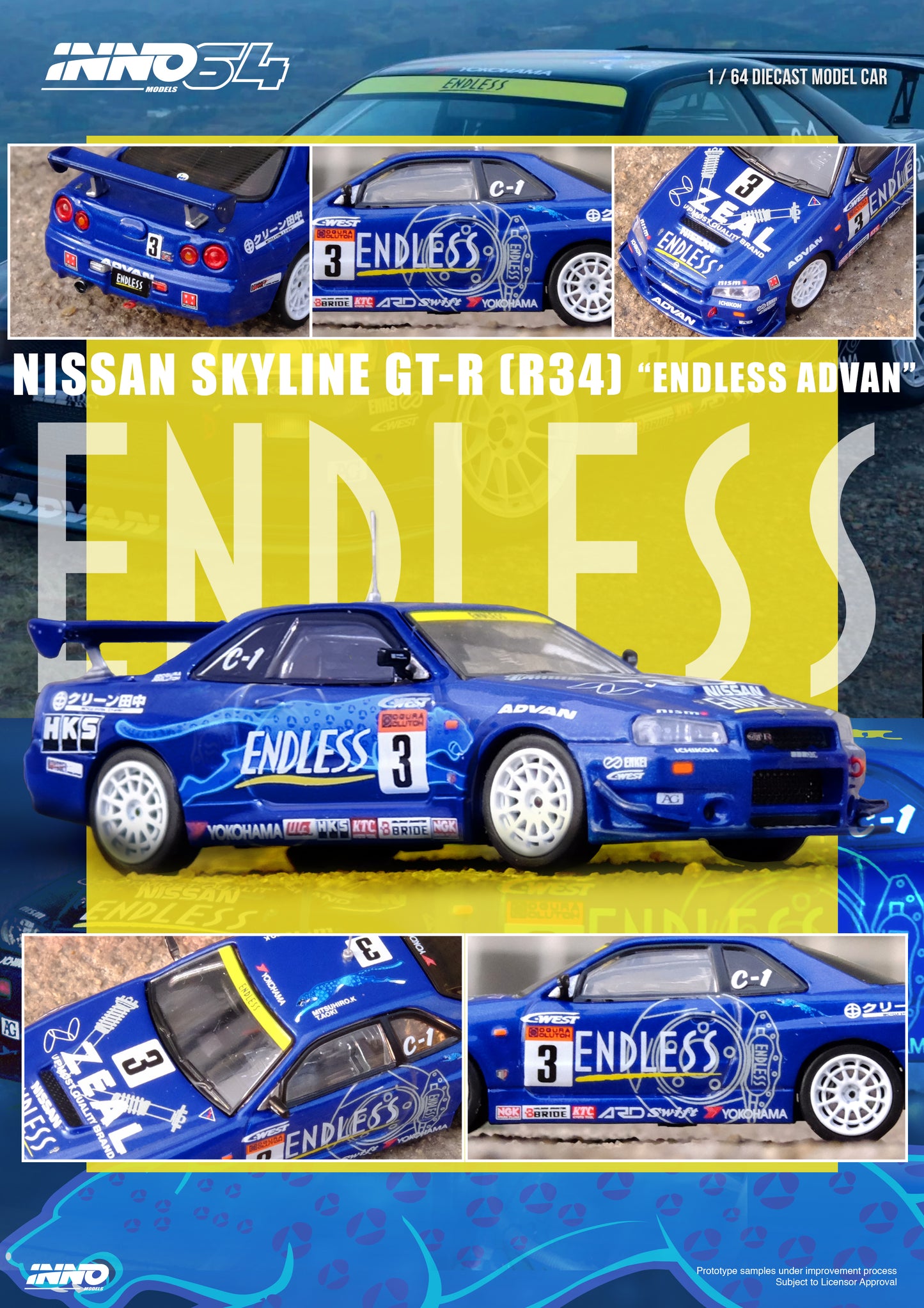Inno64 1/64 NISSAN SKYLINE GT-R (R34) #3 "ENDLESS ADVAN"
Super Taikyu Series 2002 Winner