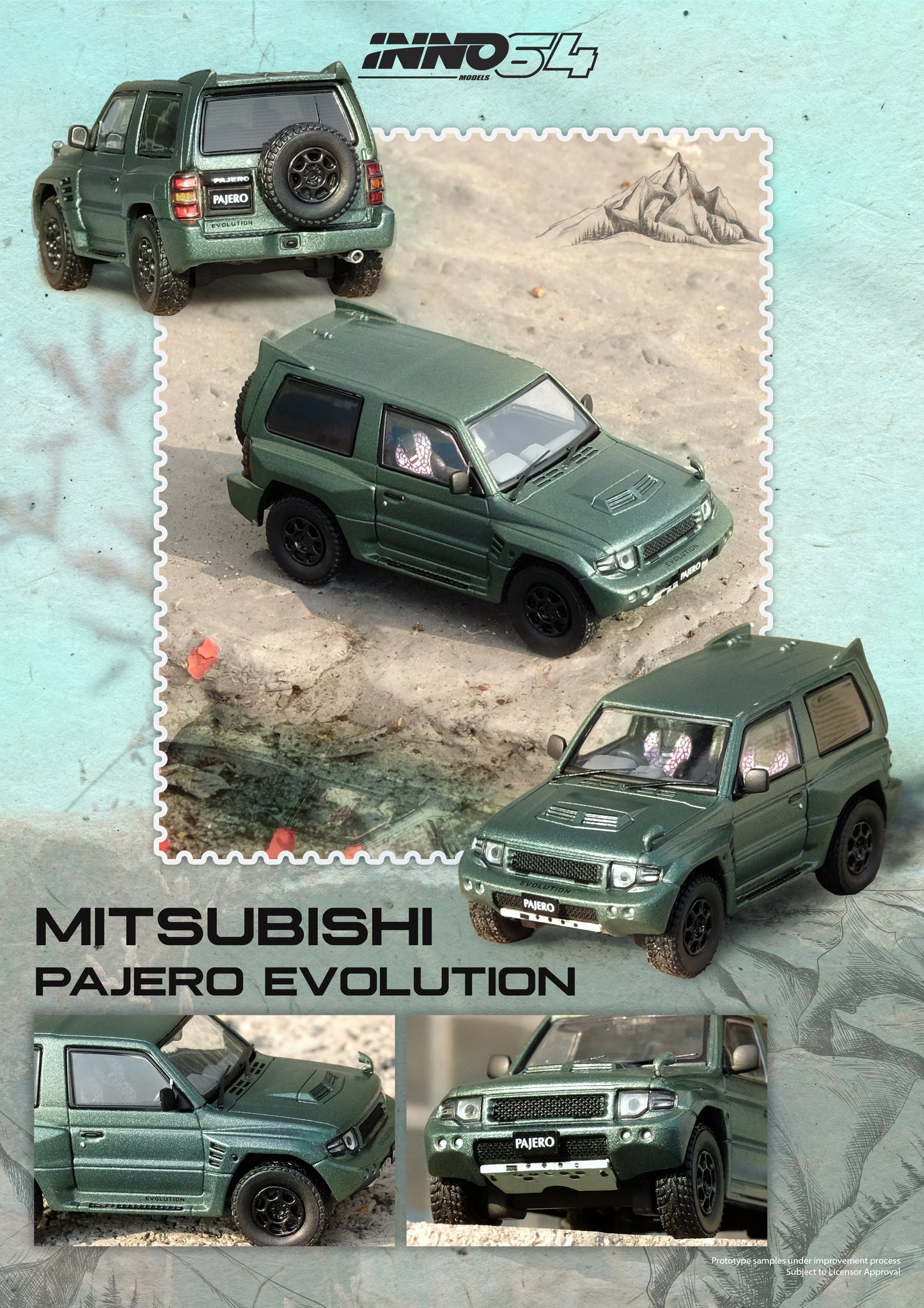Inno64 1/64 MITSUBISHI PAJERO EVOLUTION Satin Green