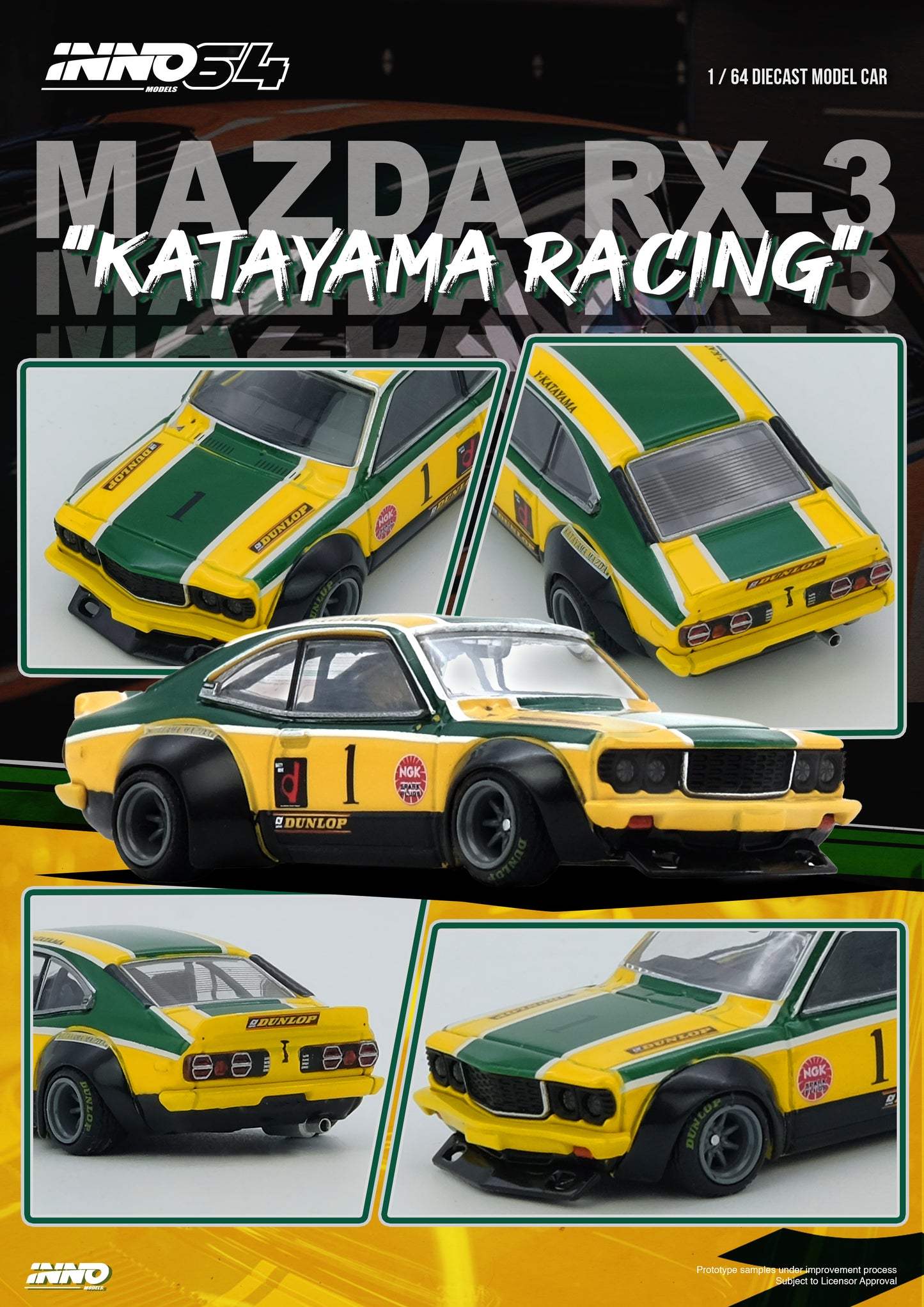 Inno64 1/64 MAZDA SAVANNA RX3 "KATAYAMA RACING" Livery