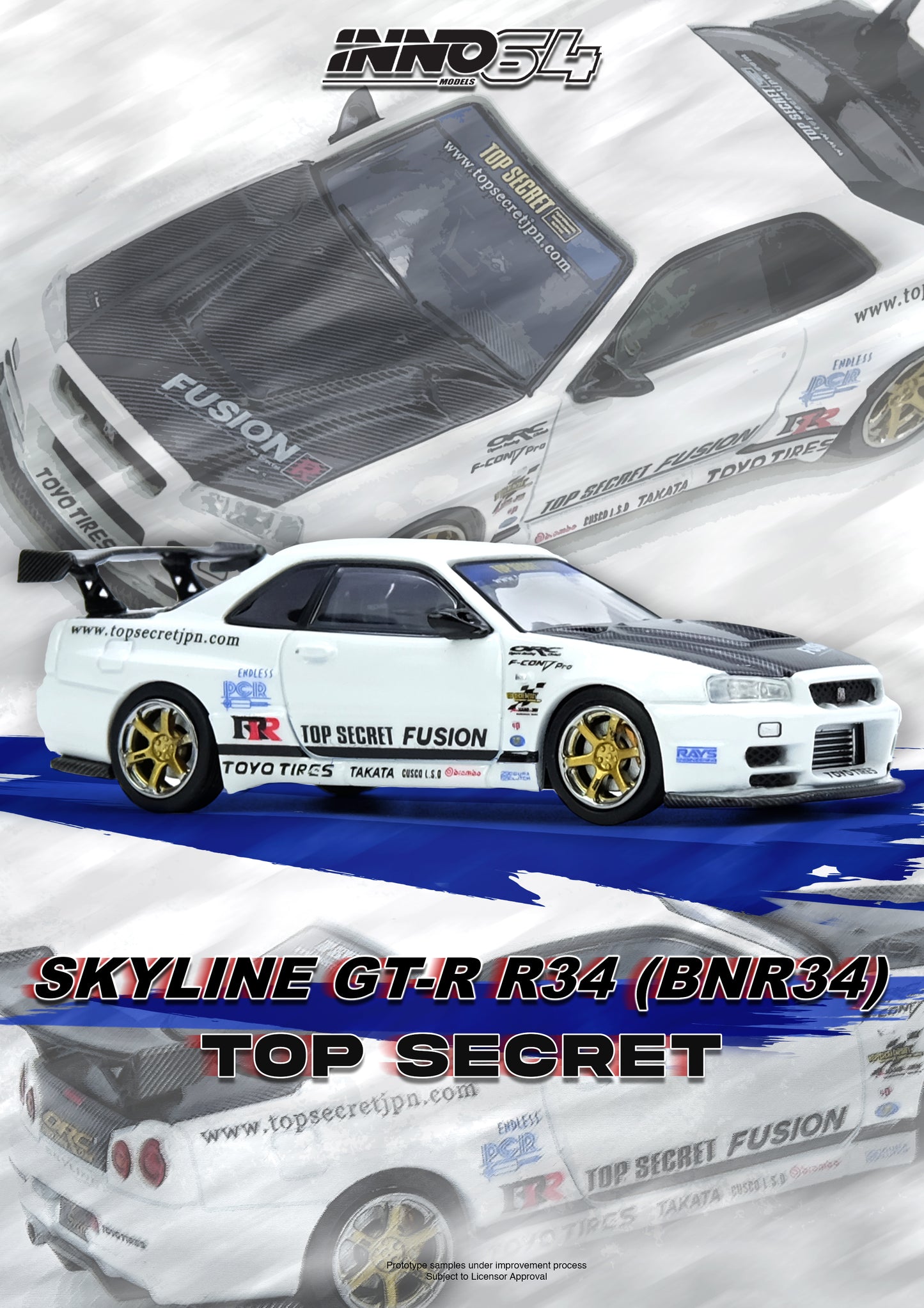 Inno64 1/64 TOP SECRET R34 GT-R White