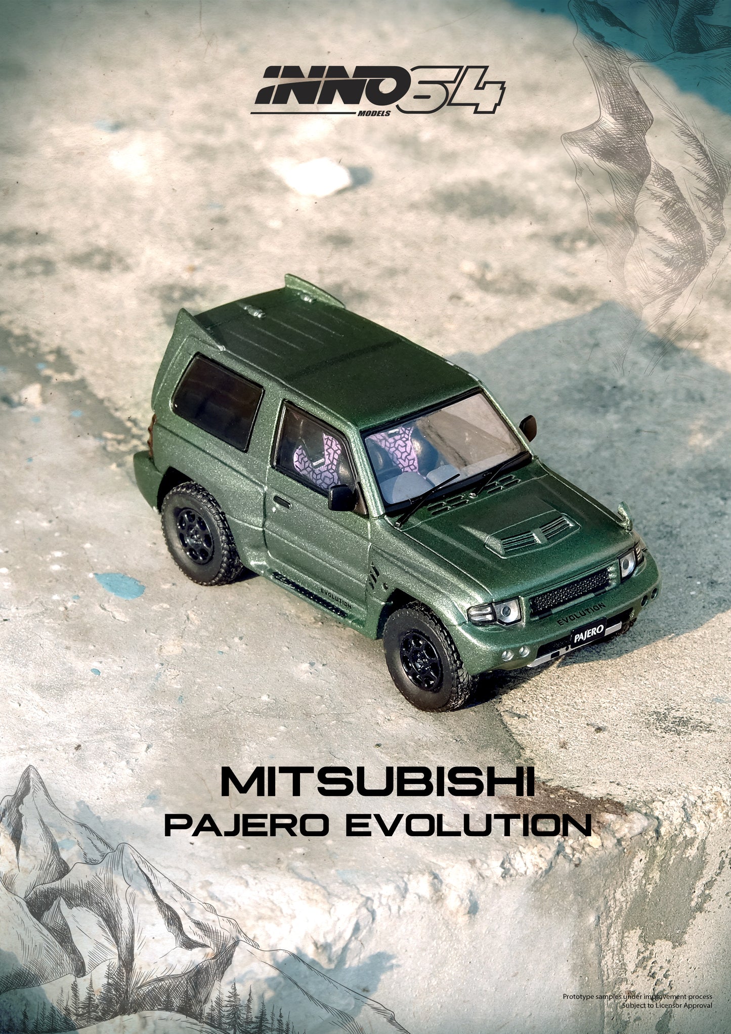 Inno64 1/64 MITSUBISHI PAJERO EVOLUTION Satin Green