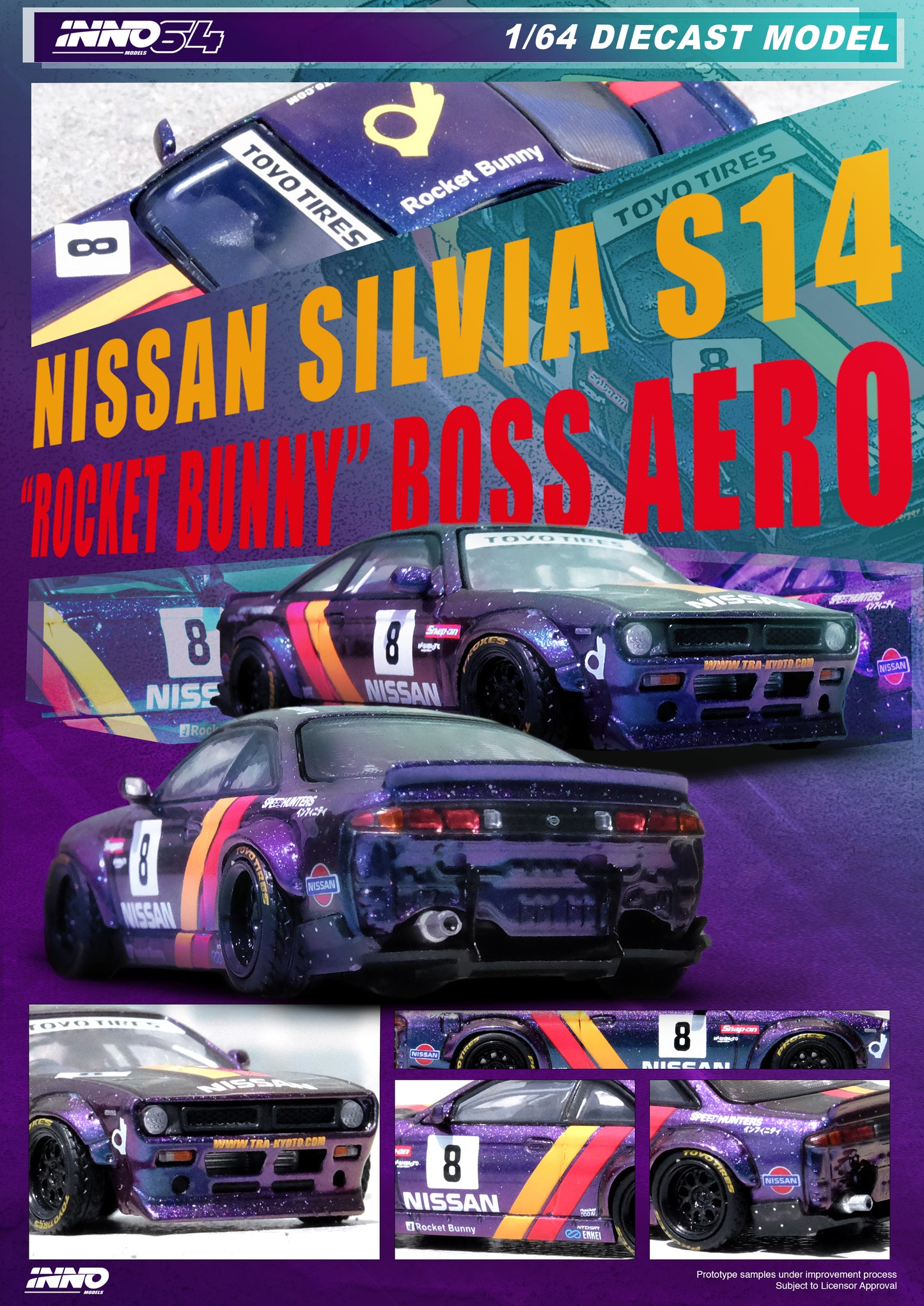 Inno64 1/64 NISSAN SILVIA (S14) BOSS "ROCKET BUNNY" Purple