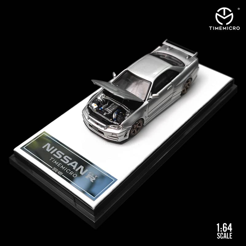 Time Micro 1/64 Skyline GT-R R34, Nismo Z-Tune (Open-Hood, Visible Engine)