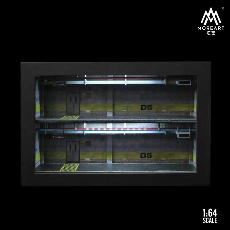 More Art 1/64 One-Piece Frame Diorama Double Storey Car Garage with Touch-Switch Light
