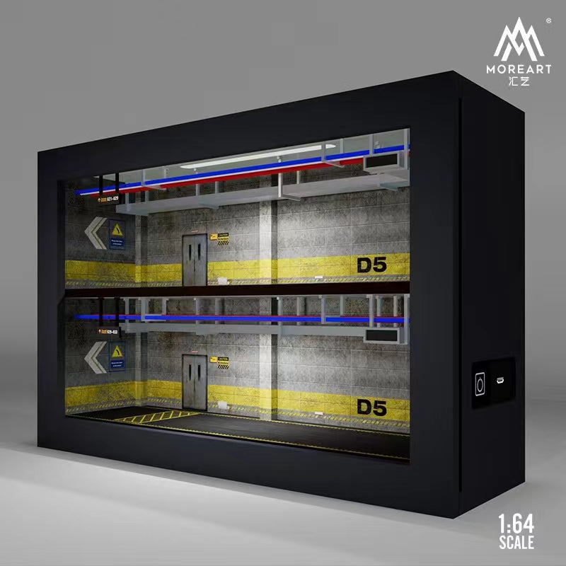 More Art 1/64 One-Piece Frame Diorama Double Storey Car Garage with Touch-Switch Light