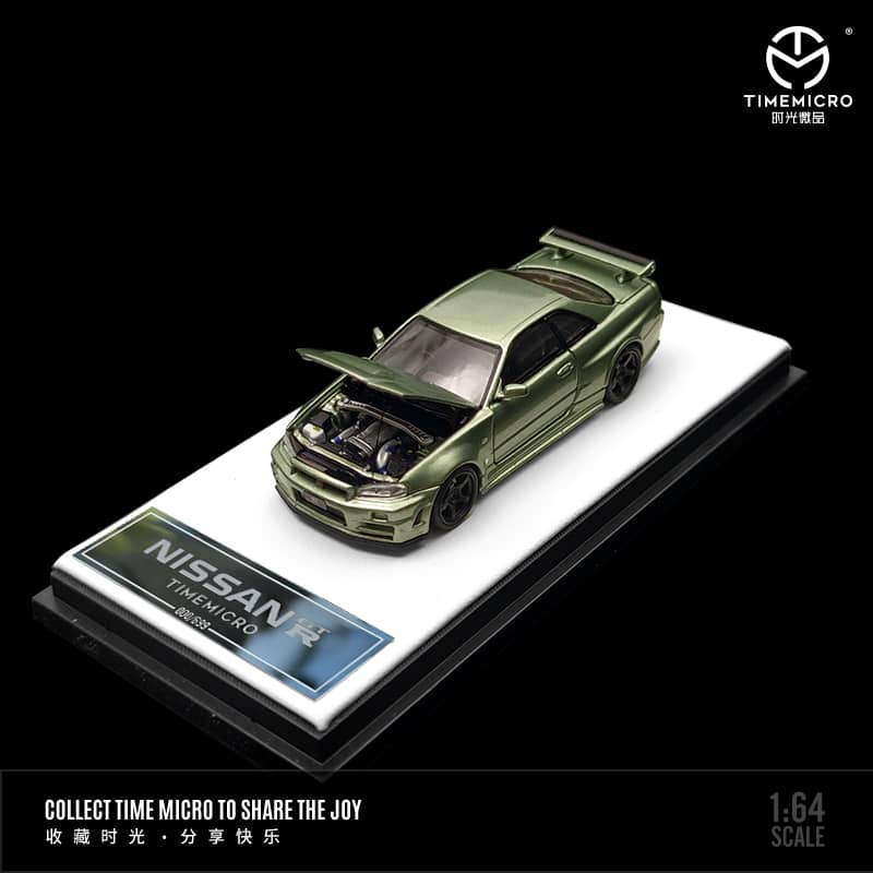 Time Micro 1/64 Skyline GT-R R34 Nismo Z-Tune Open-Hood Visible Engine