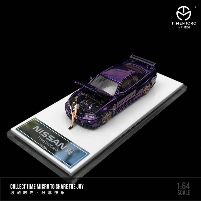 Time Micro 1/64 Skyline GT-R R34 Nismo Z-Tune Open-Hood Visible Engine