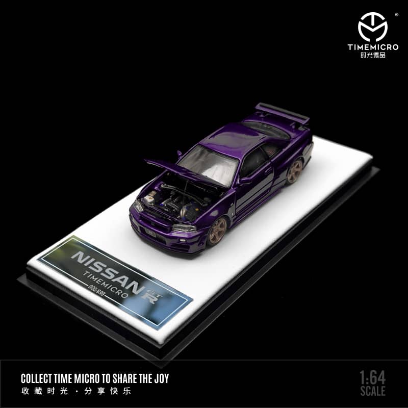 Time Micro 1/64 Skyline GT-R R34 Nismo Z-Tune Open-Hood Visible Engine