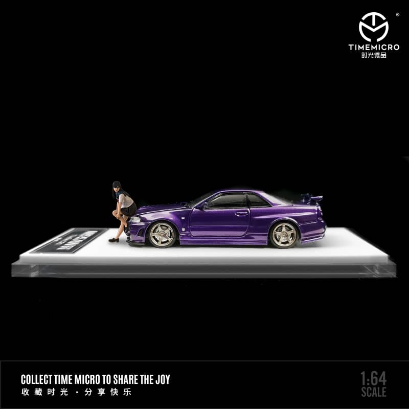 Time Micro 1/64 Skyline GT-R R34 Nismo Z-Tune Open-Hood Visible Engine