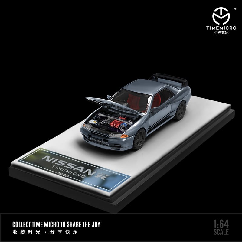Time Micro 1/64 Skyline GT-R R32 (Open-Hood, Visible Engine) Red/Purple/Silver