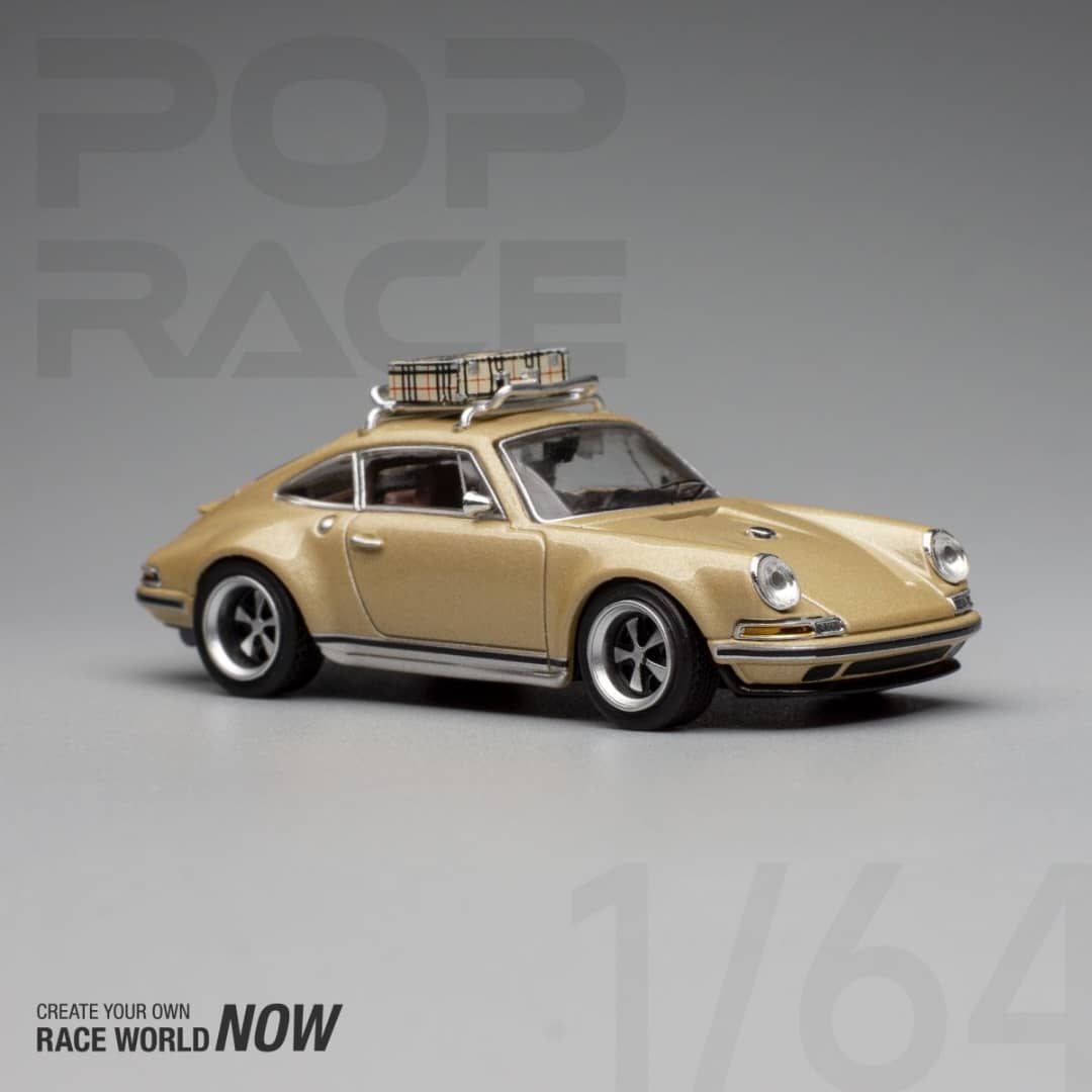 Pop Race 1/64 Singer 911 (964) Coupe with Luggage Rack Gold