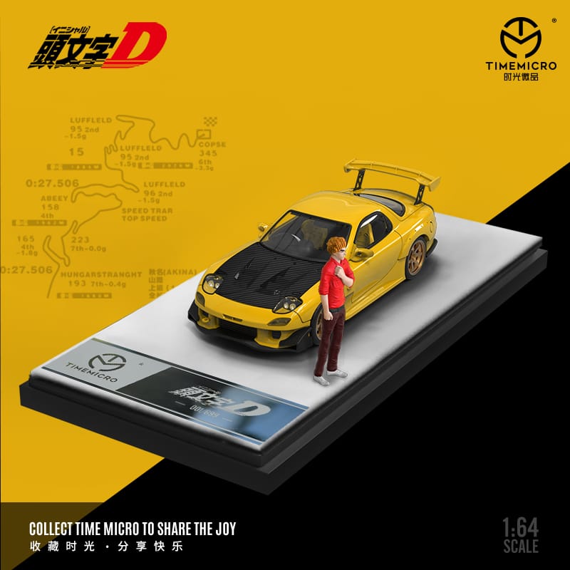 Time Micro 1/64 Initial D RX-7 FD3S Yellow/ Carbon