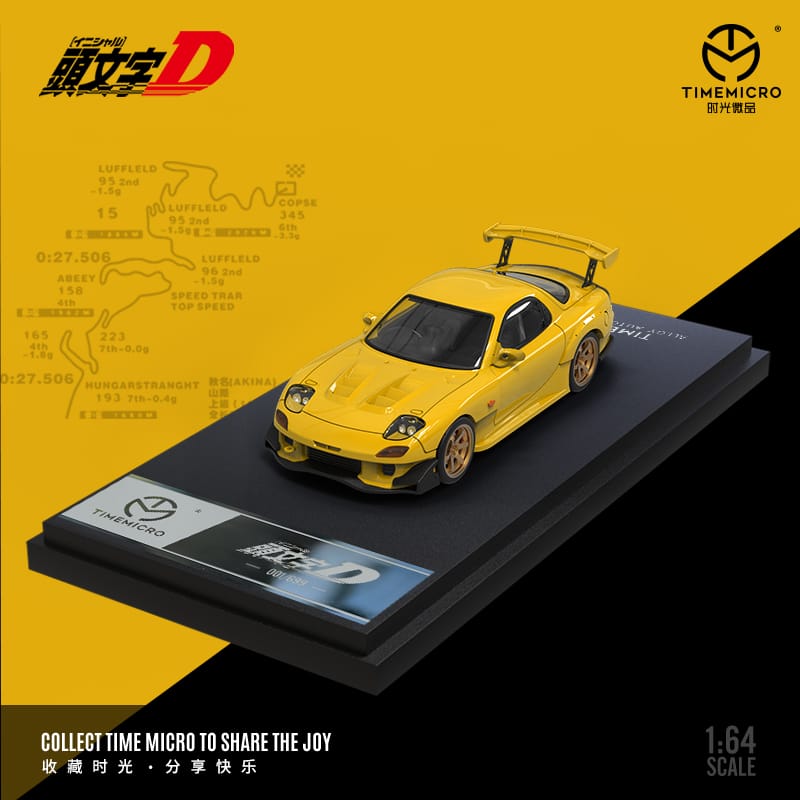 Time Micro 1/64 Initial D RX-7 FD3S Yellow/ Carbon
