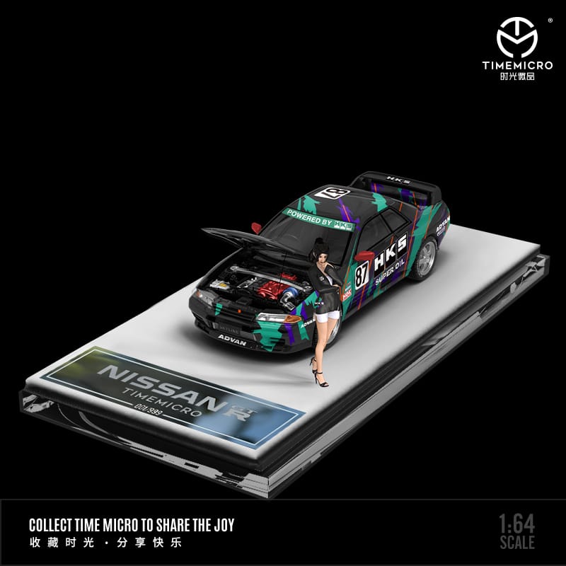 Time Micro 1/64 Skyline GT-R R32 Open-Hood Visible Engine - HKS/Advan