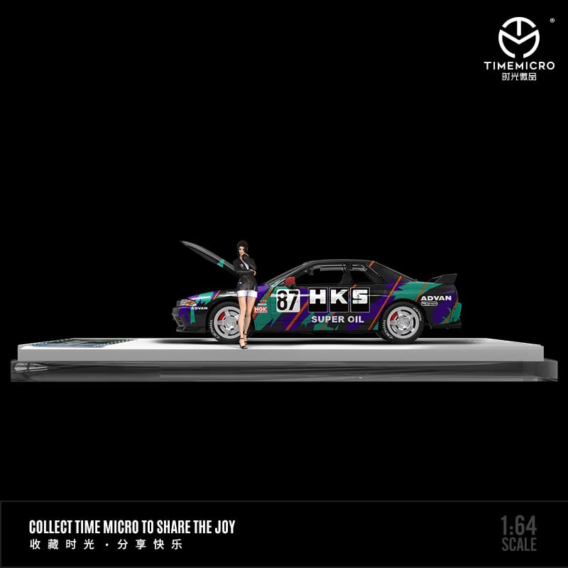 Time Micro 1/64 Skyline GT-R R32 Open-Hood Visible Engine - HKS/Advan