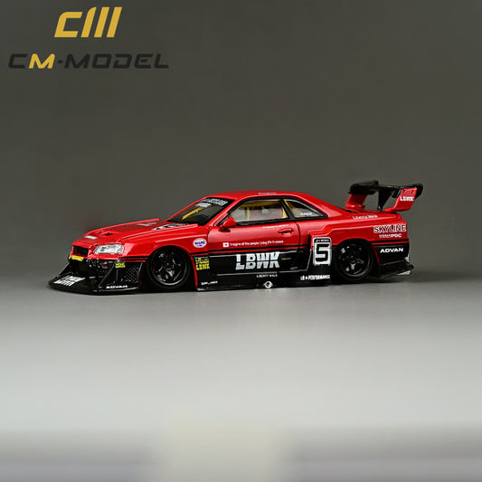 CM Model 1/64 Nissan LBWK Skyline GT-R R34 Super Silhouette ER34
- Red 5#