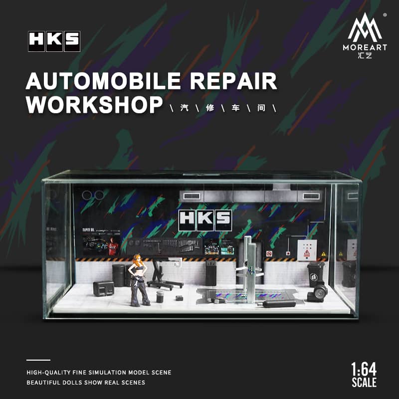 MoreArt 1/64 One-Piece Diorama Auto Repair Shop - HKS