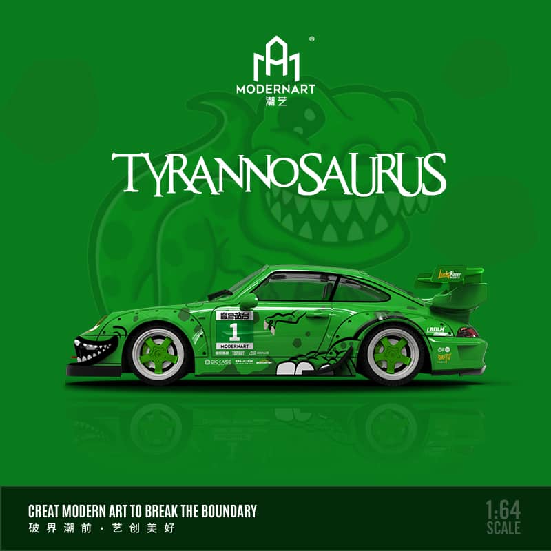 Time Micro 1/64 Rauh-Welt 993 GT Wing Tyrannosaurus Green