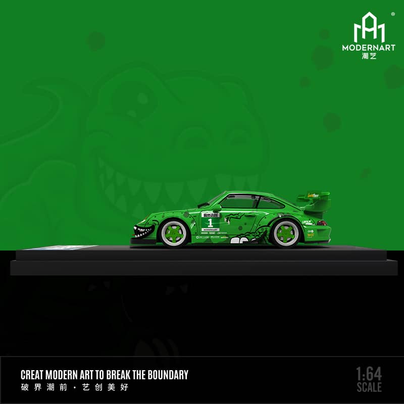 Time Micro 1/64 Rauh-Welt 993 GT Wing Tyrannosaurus Green
