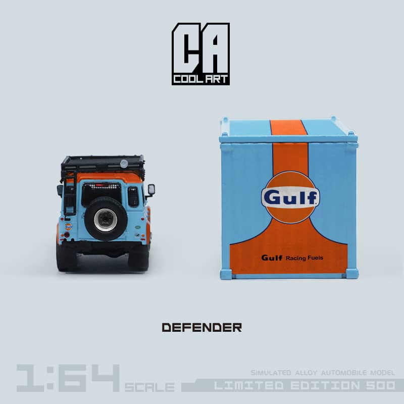Time Micro x Cool Art 1/64 Defender 110 Gulf 6# (Each Comes With A Gulf Container)