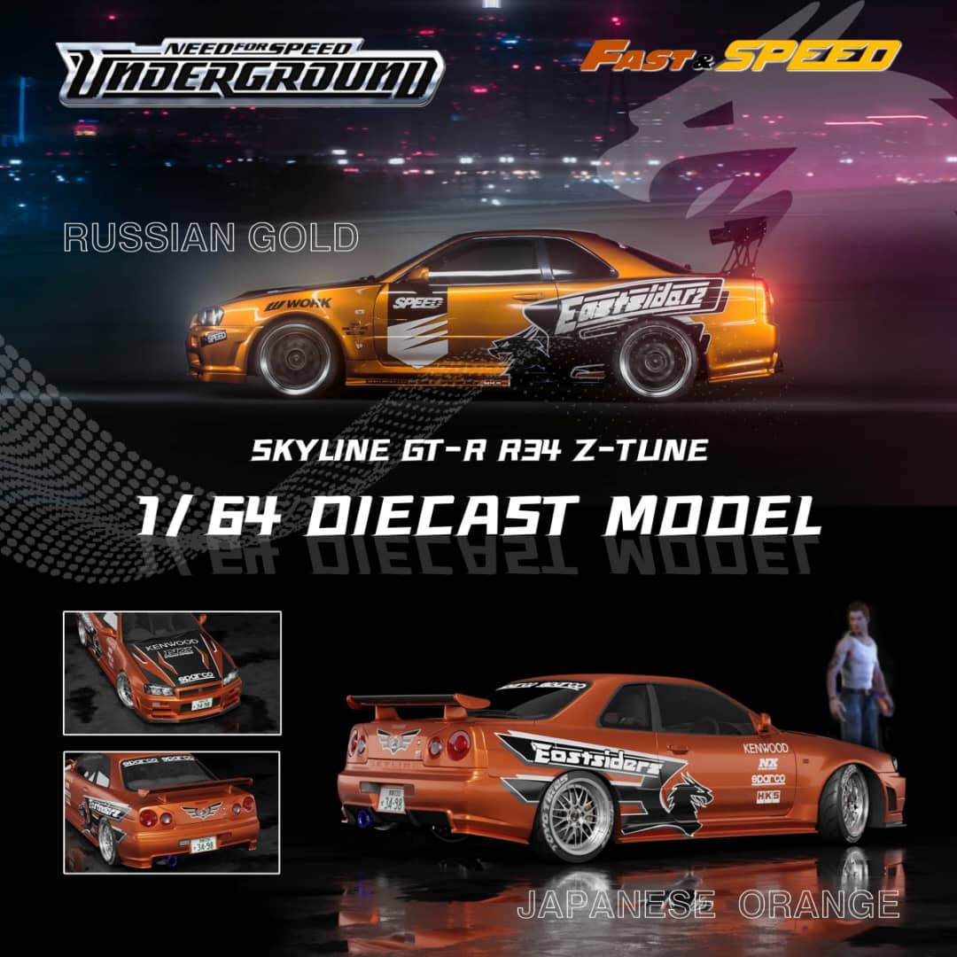Fast Speed 1/64 Skyline GT-R R34 Z-Tune NFS Underground Livery