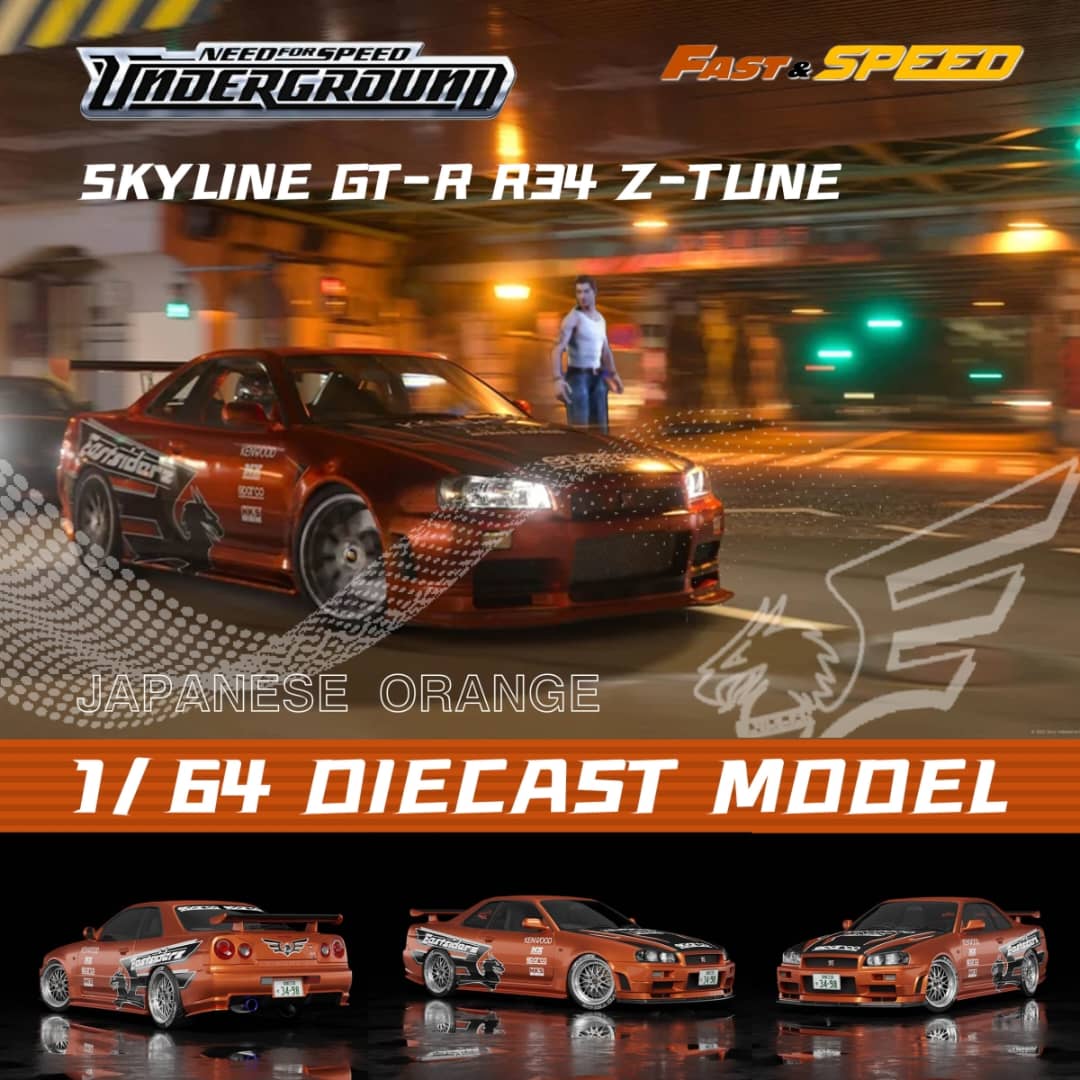 Fast Speed 1/64 Skyline GT-R R34 Z-Tune NFS Underground Livery