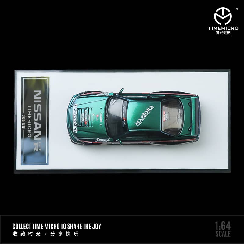 Time Micro 1/64 Skyline GT-R R34, Nismo Z-Tune (Open-Hood, Visible Engine) ADVAN 36# / Magic Purple 33# Livery