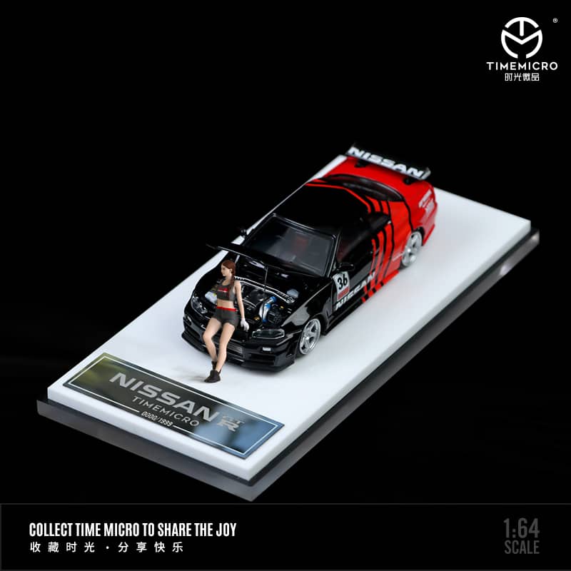 Time Micro 1/64 Skyline GT-R R34, Nismo Z-Tune (Open-Hood, Visible Engine) ADVAN 36# / Magic Purple 33# Livery