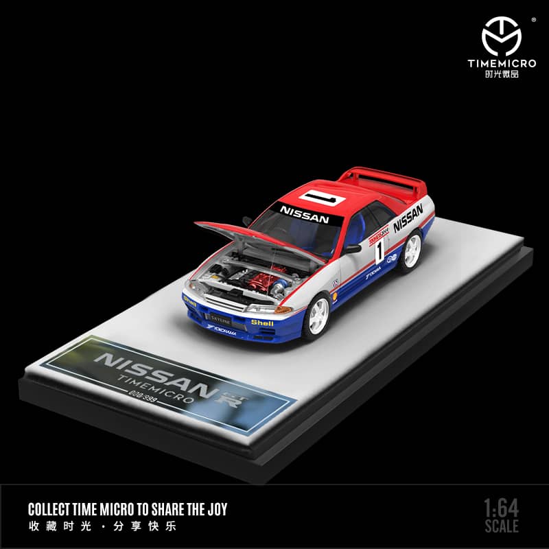 Time Micro 1/64 Skyline GT-R R32 1991 Bathurst 1000(Open-Hood, Visible Engine)